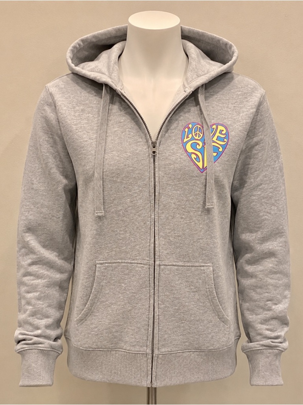 Women’s Size M Old Navy Gray Hoodie with Heart Design Love SF